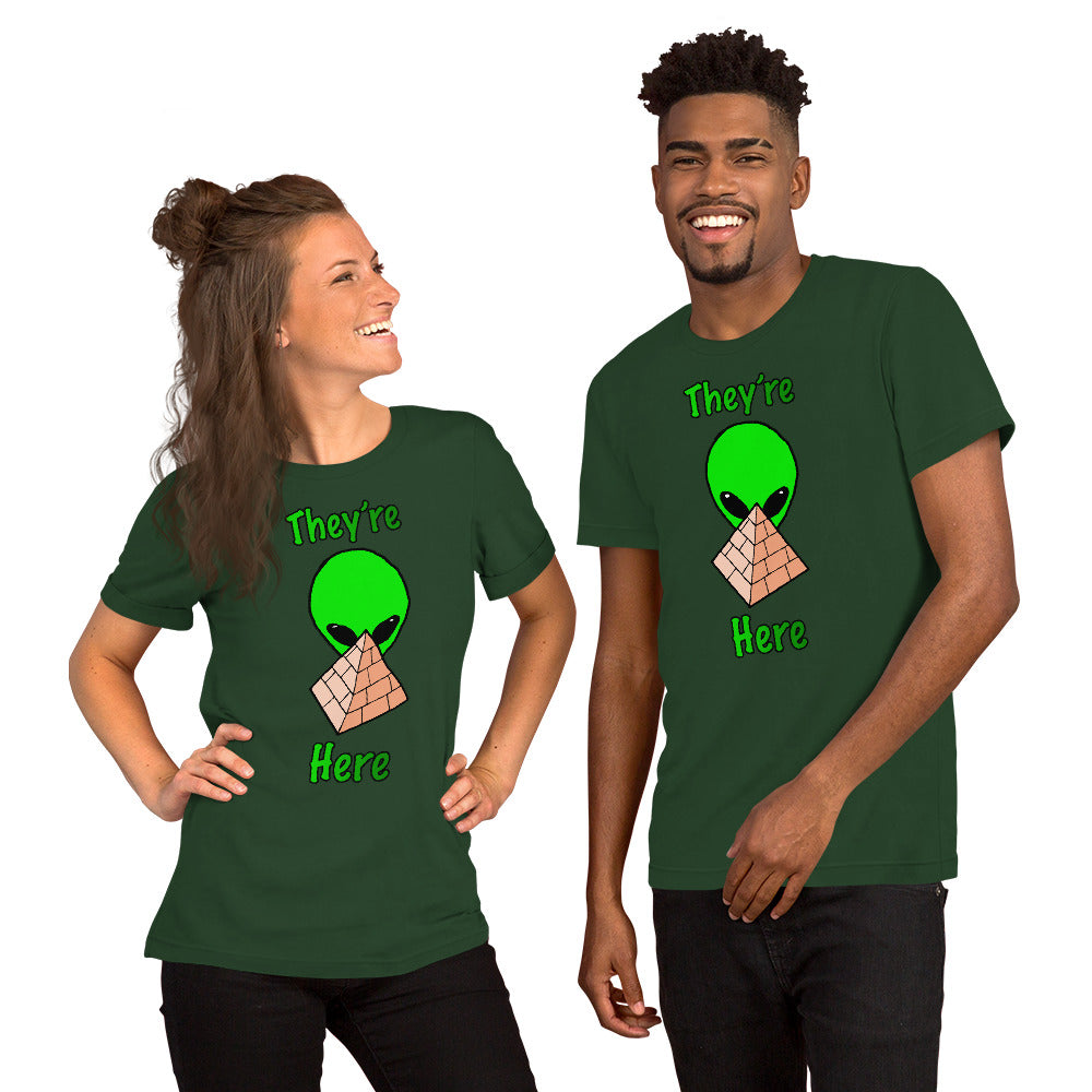 Green Alien Pyramid Short-Sleeve Unisex T-Shirt