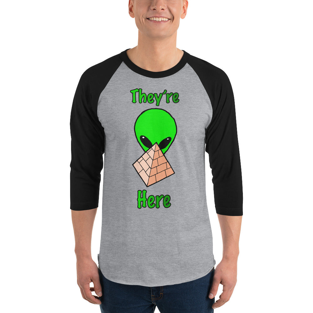 Green Alien Pyramid 3/4 sleeve raglan shirt