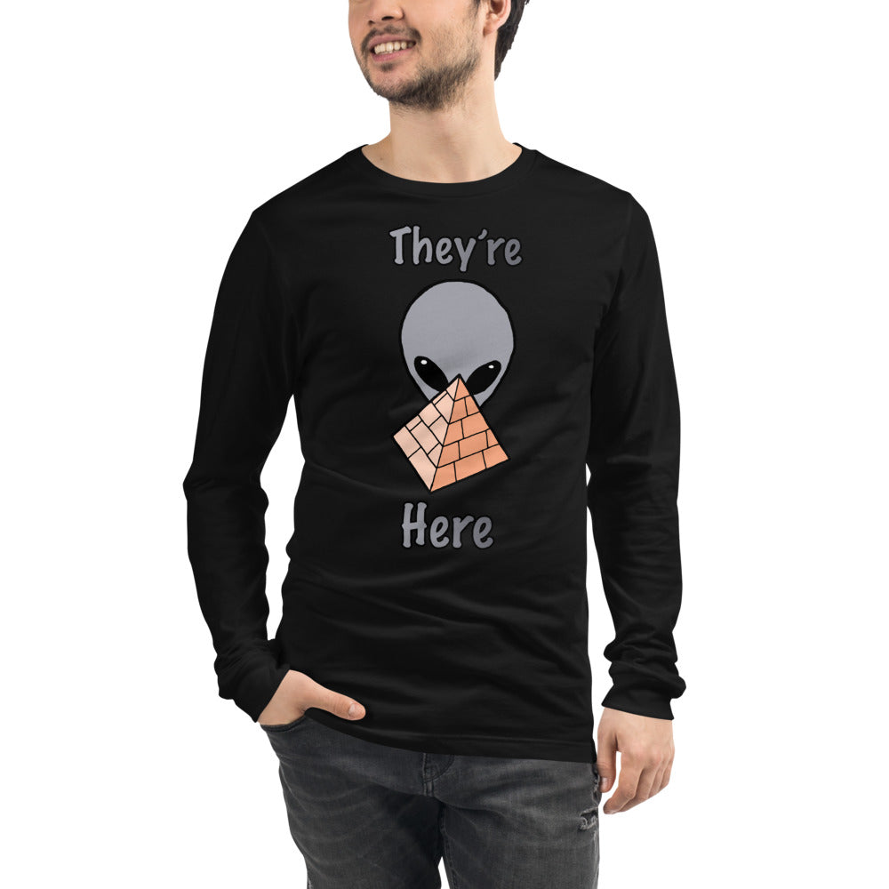 Gray Alien Pyramid Unisex Long Sleeve Tee