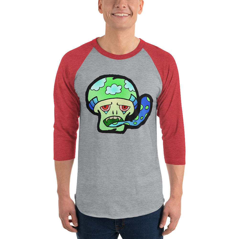 Green Shroom 3/4 sleeve raglan shirt