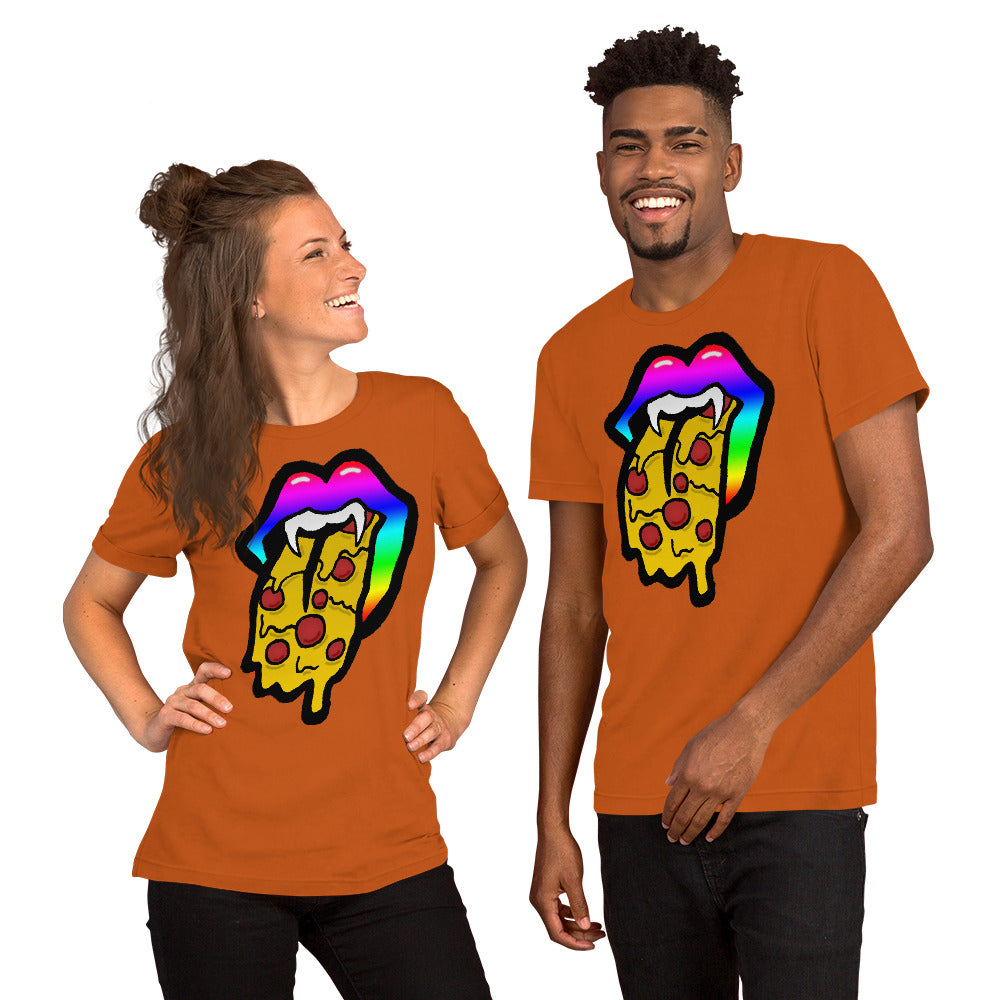 Rainbow Pizza Tongue Short-Sleeve Unisex T-Shirt