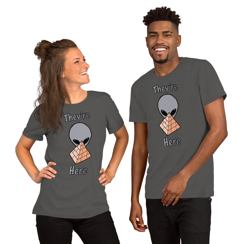 Gray Alien Pyramid Short-Sleeve Unisex T-Shirt