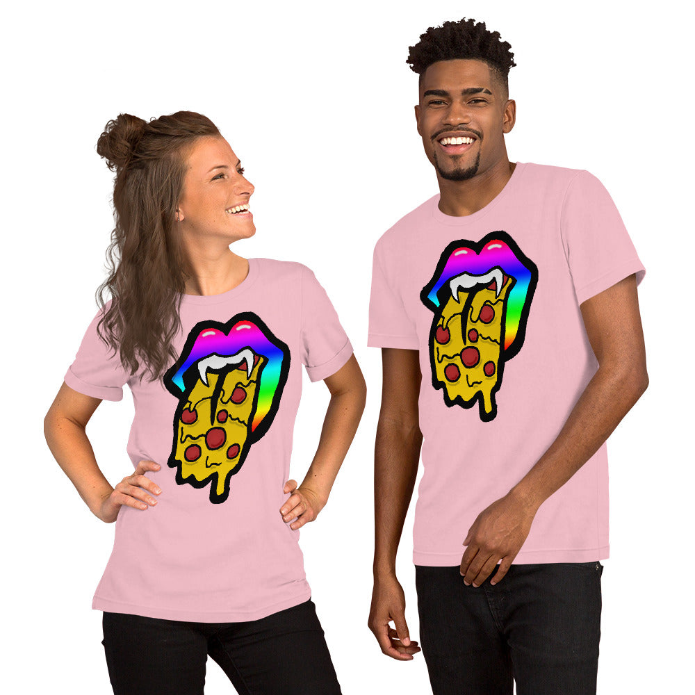 Rainbow Pizza Tongue Short-Sleeve Unisex T-Shirt