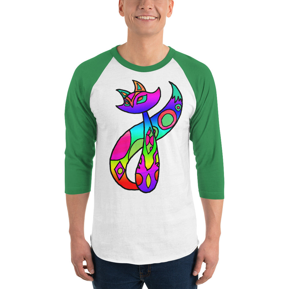 Rainbow Cat 3/4 sleeve raglan shirt