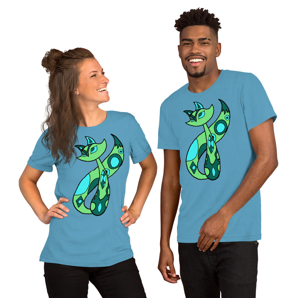 Green Cat Short-Sleeve Unisex T-Shirt