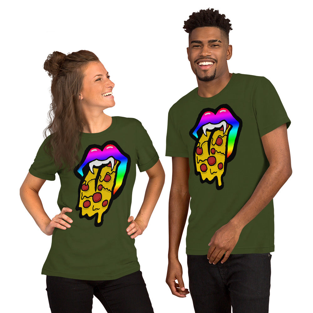 Rainbow Pizza Tongue Short-Sleeve Unisex T-Shirt