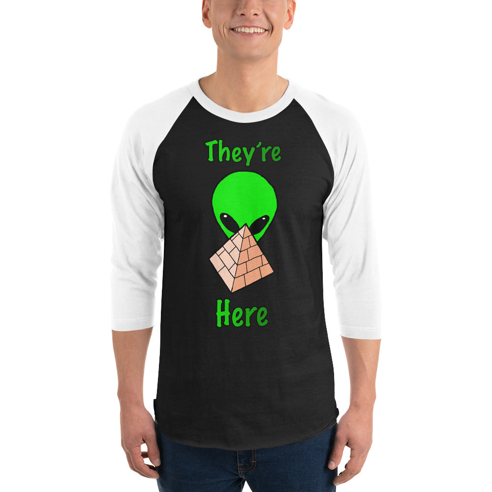 Green Alien Pyramid 3/4 sleeve raglan shirt