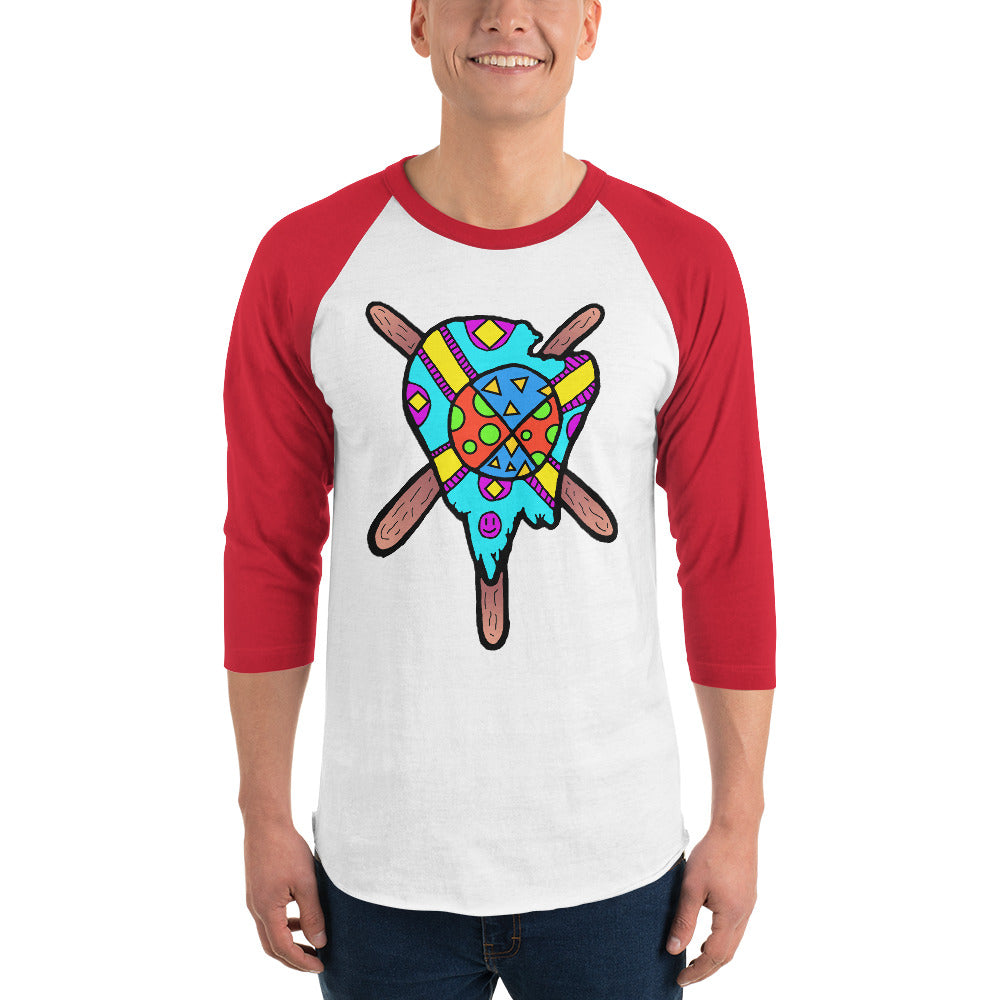 Multicolored Melted Popsicle 3/4 sleeve raglan shirt