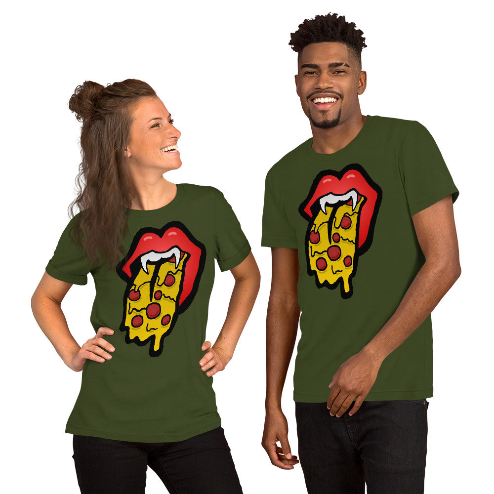 Red Pizza Tongue Short-Sleeve Unisex T-Shirt