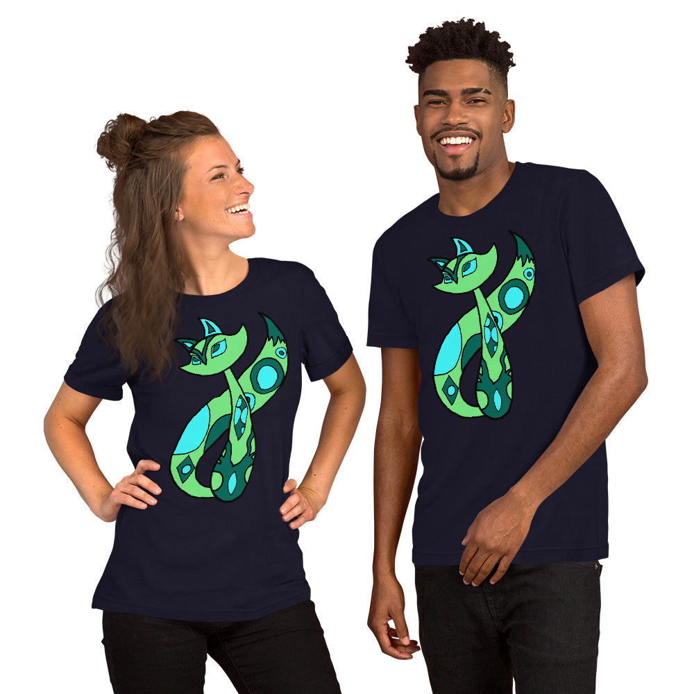 Green Cat Short-Sleeve Unisex T-Shirt