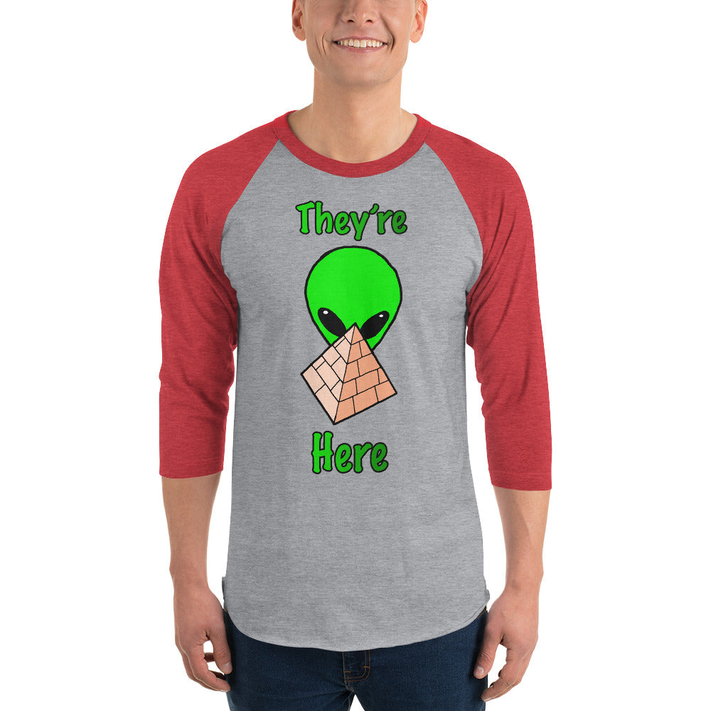 Green Alien Pyramid 3/4 sleeve raglan shirt