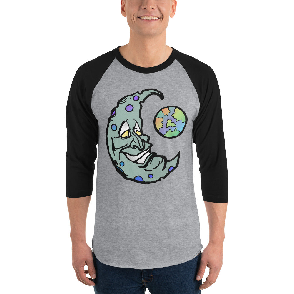 Green Moon 3/4 sleeve raglan shirt