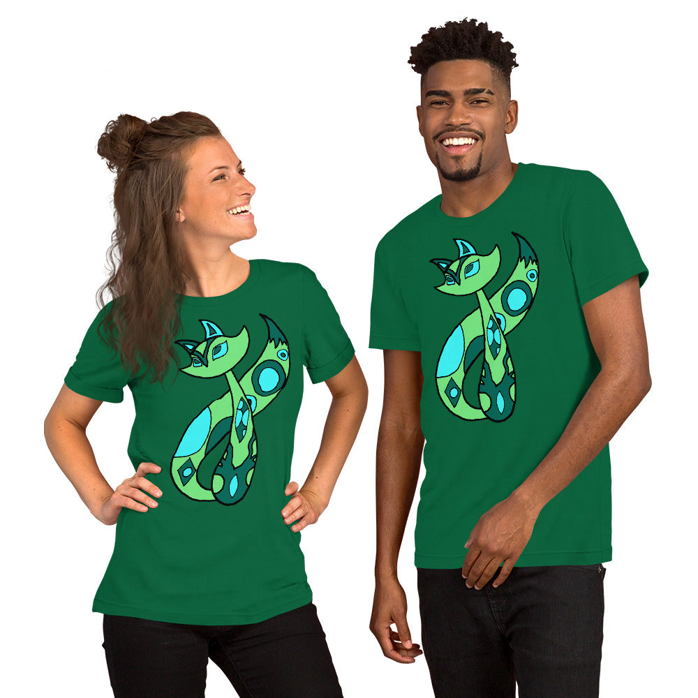 Green Cat Short-Sleeve Unisex T-Shirt