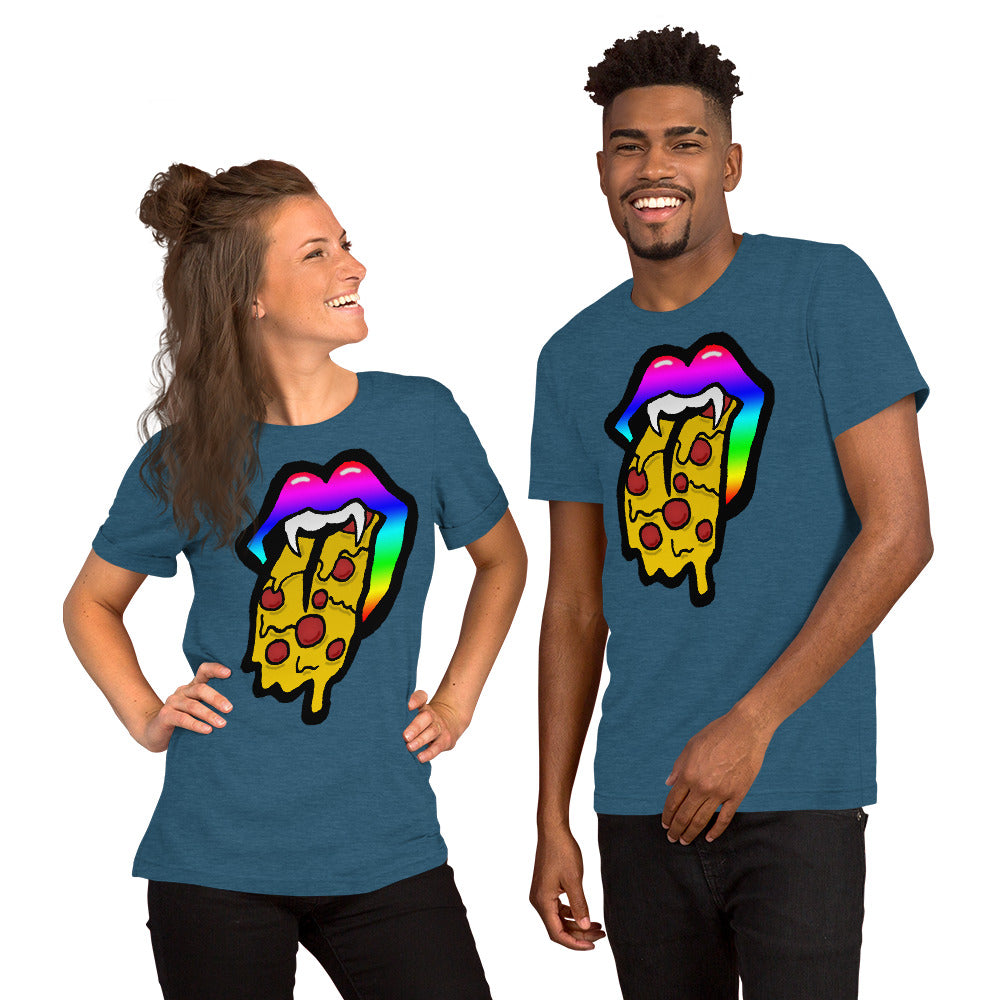 Rainbow Pizza Tongue Short-Sleeve Unisex T-Shirt