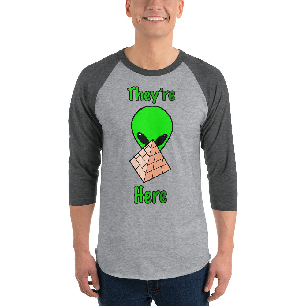 Green Alien Pyramid 3/4 sleeve raglan shirt