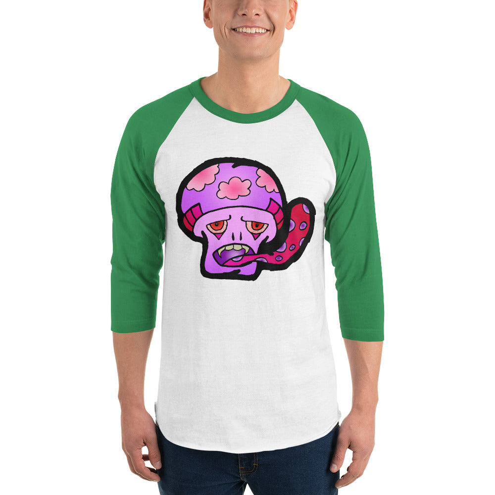 Pink Shroom 3/4 sleeve raglan shirt