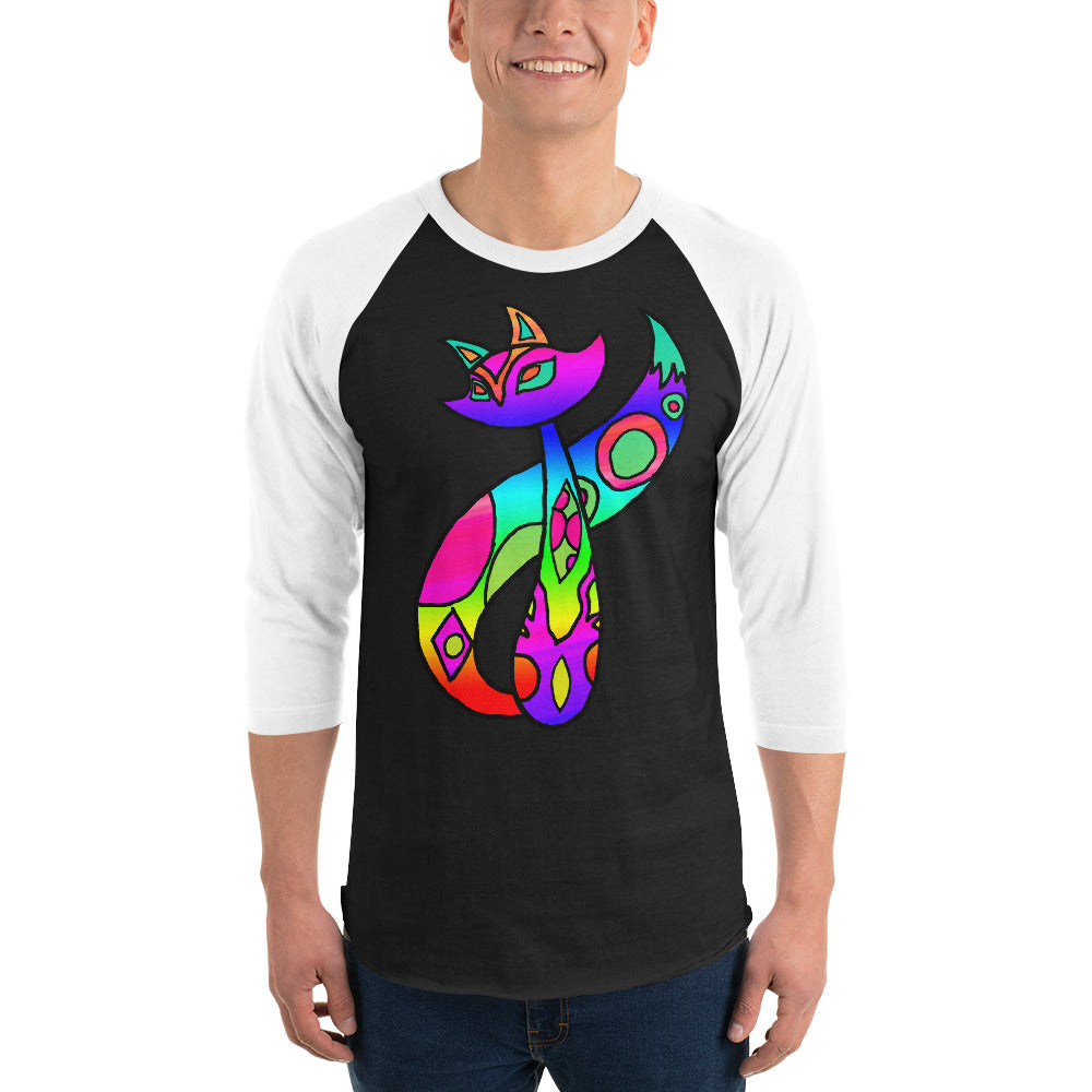 Rainbow Cat 3/4 sleeve raglan shirt