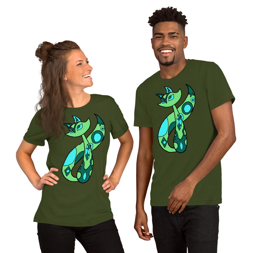 Green Cat Short-Sleeve Unisex T-Shirt