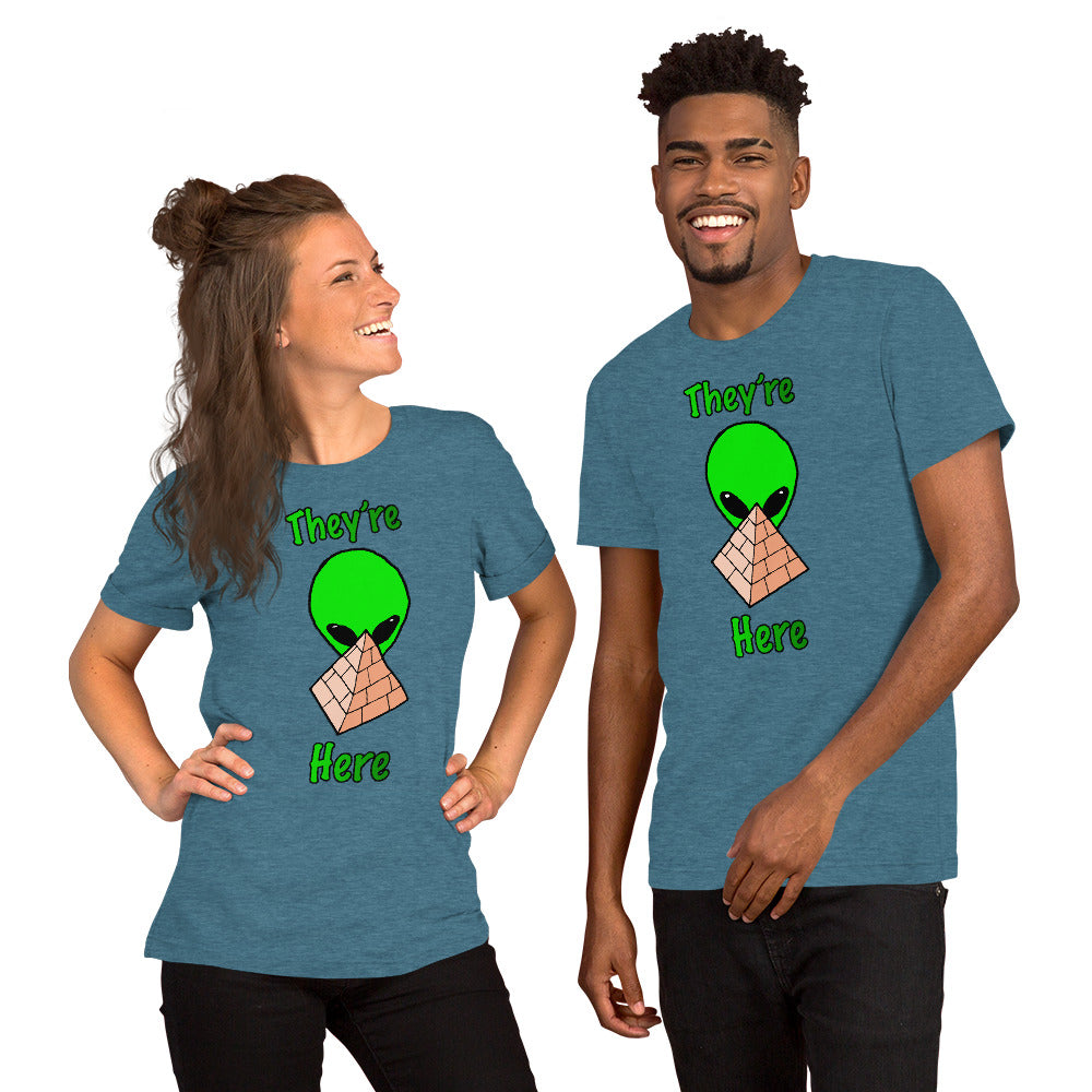 Green Alien Pyramid Short-Sleeve Unisex T-Shirt