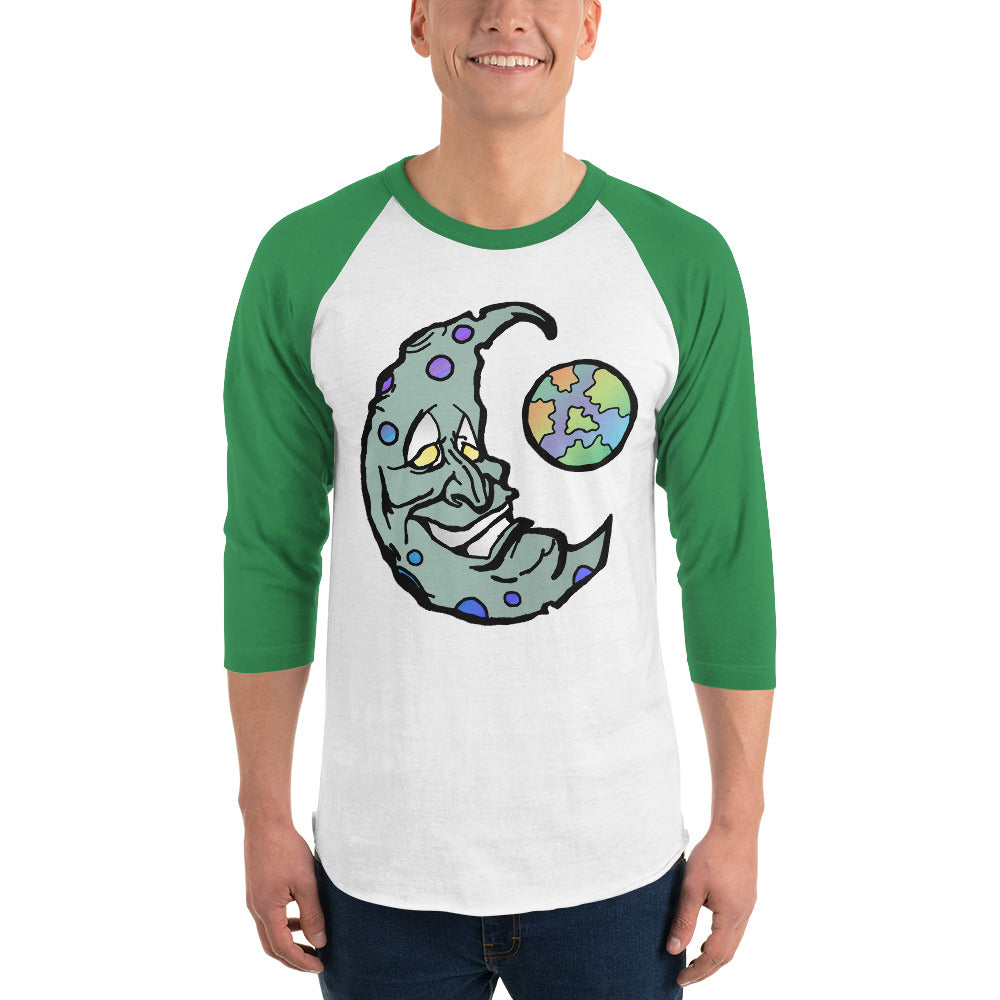 Green Moon 3/4 sleeve raglan shirt