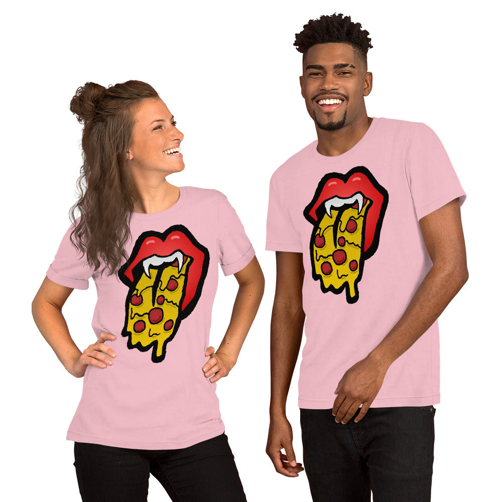 Red Pizza Tongue Short-Sleeve Unisex T-Shirt