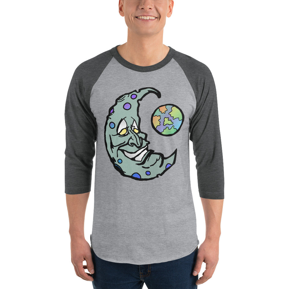 Green Moon 3/4 sleeve raglan shirt