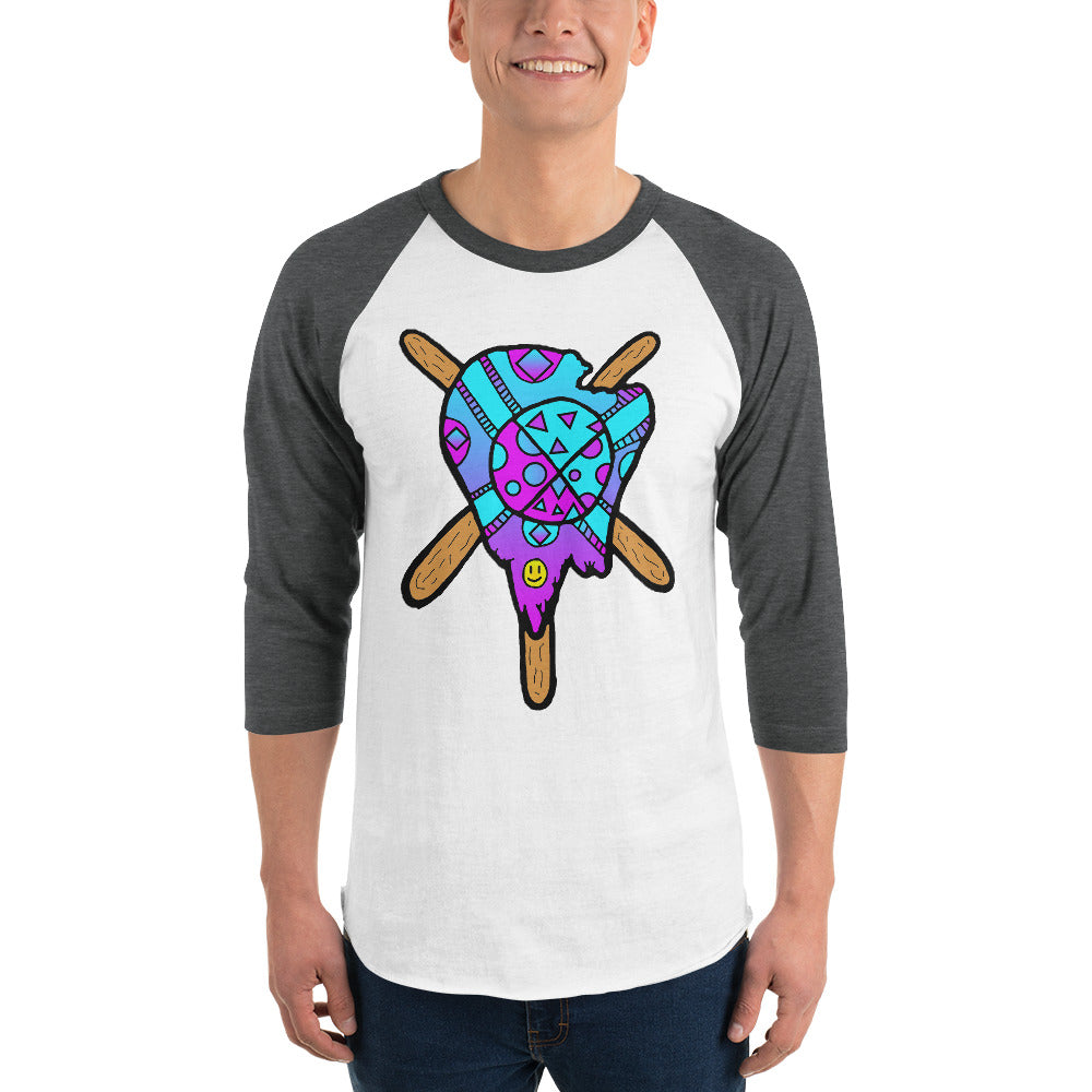 Blue and Purple Melted Popsicle 3/4 sleeve raglan shirt