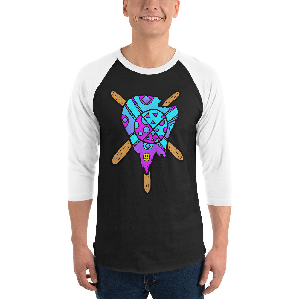 Blue and Purple Melted Popsicle 3/4 sleeve raglan shirt