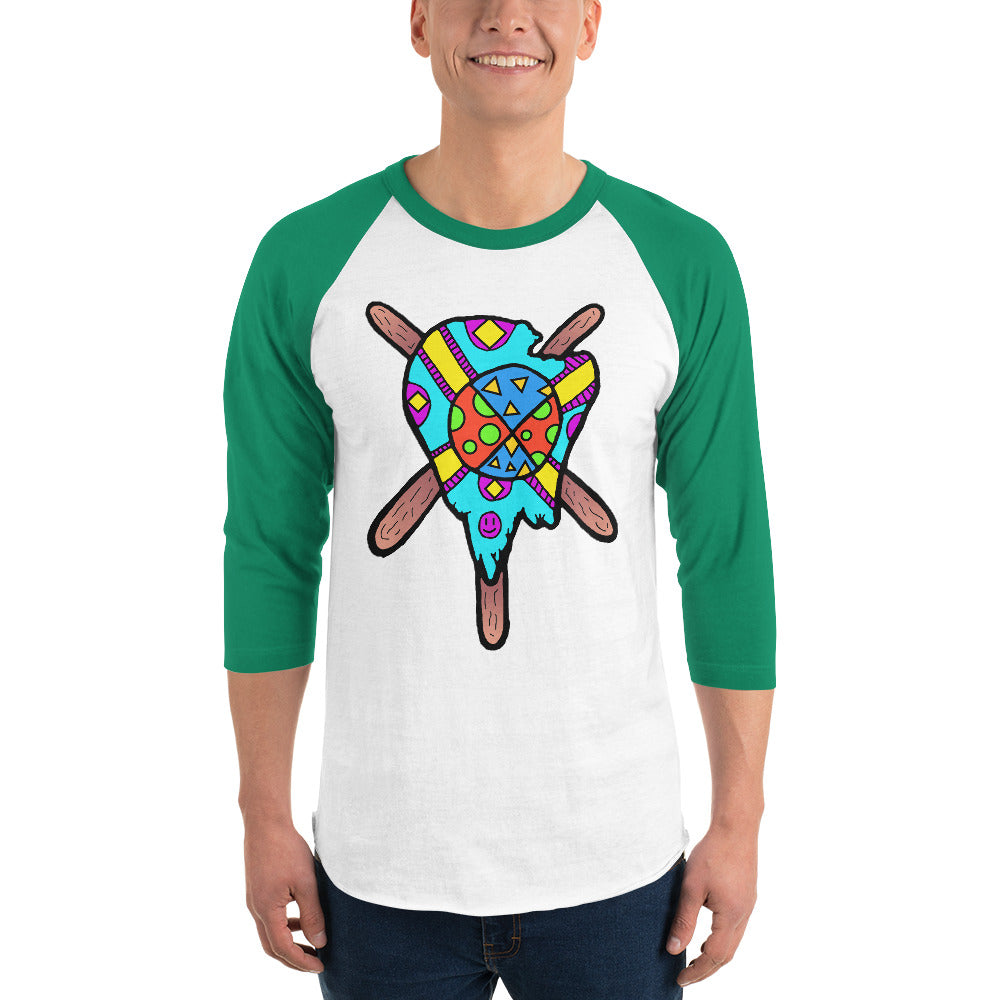 Multicolored Melted Popsicle 3/4 sleeve raglan shirt