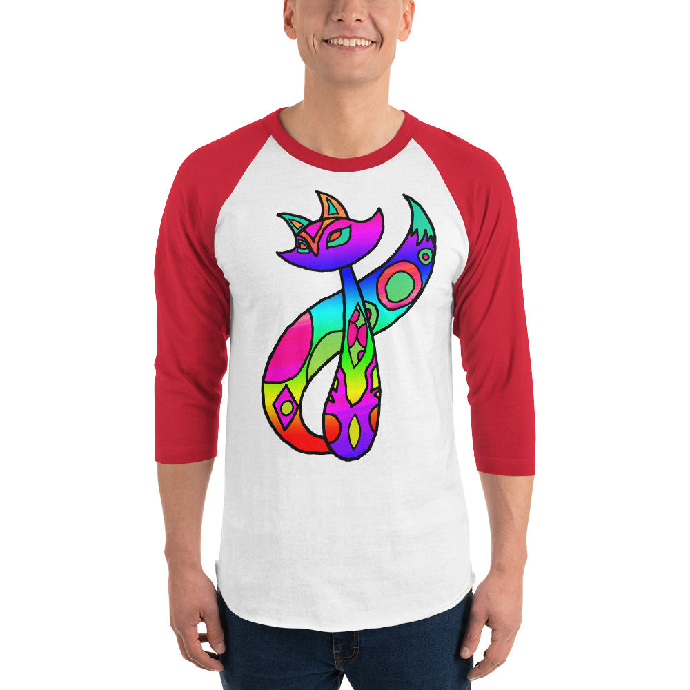 Rainbow Cat 3/4 sleeve raglan shirt