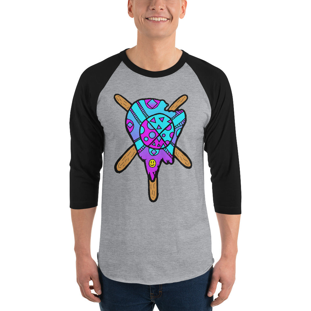 Blue and Purple Melted Popsicle 3/4 sleeve raglan shirt