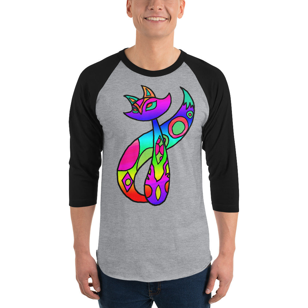 Rainbow Cat 3/4 sleeve raglan shirt