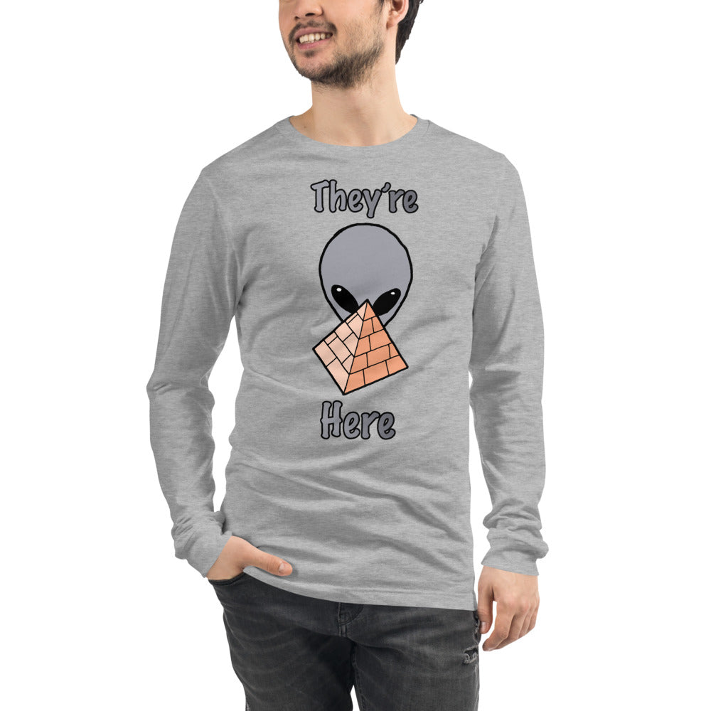 Gray Alien Pyramid Unisex Long Sleeve Tee