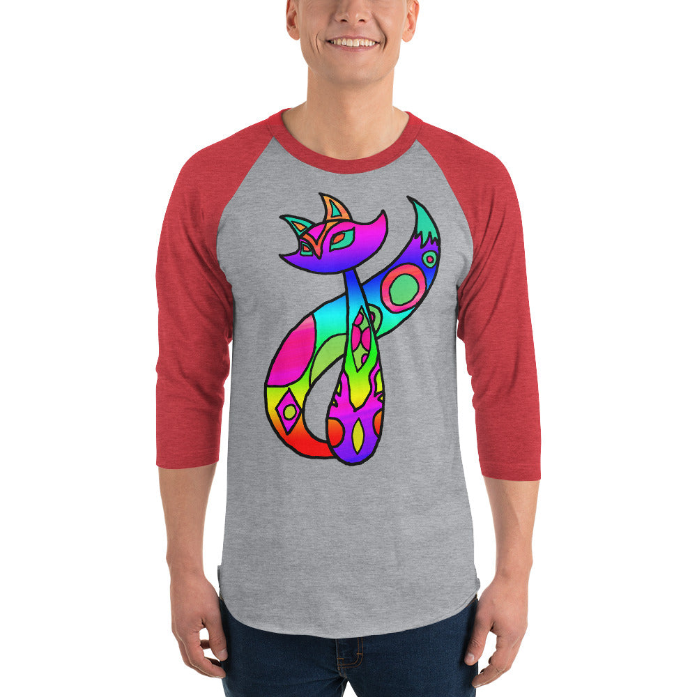 Rainbow Cat 3/4 sleeve raglan shirt