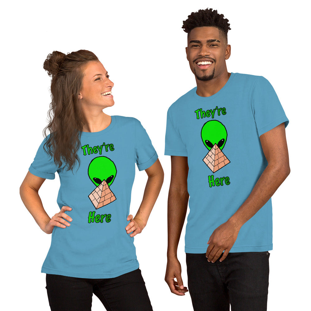 Green Alien Pyramid Short-Sleeve Unisex T-Shirt