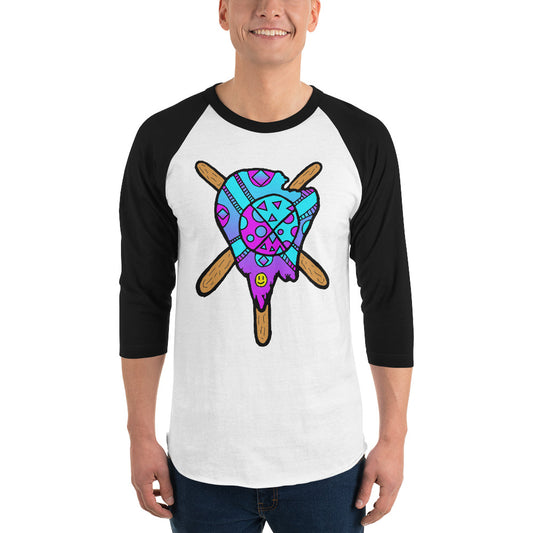 Blue and Purple Melted Popsicle 3/4 sleeve raglan shirt