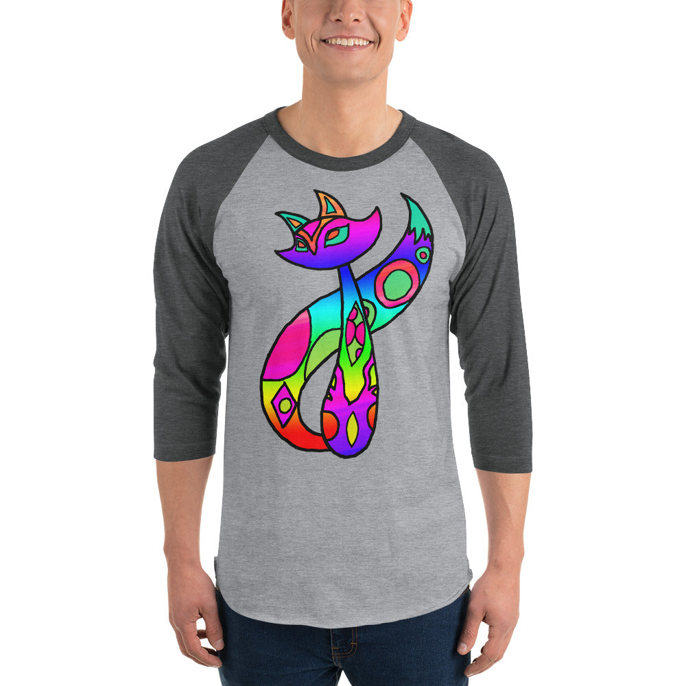 Rainbow Cat 3/4 sleeve raglan shirt