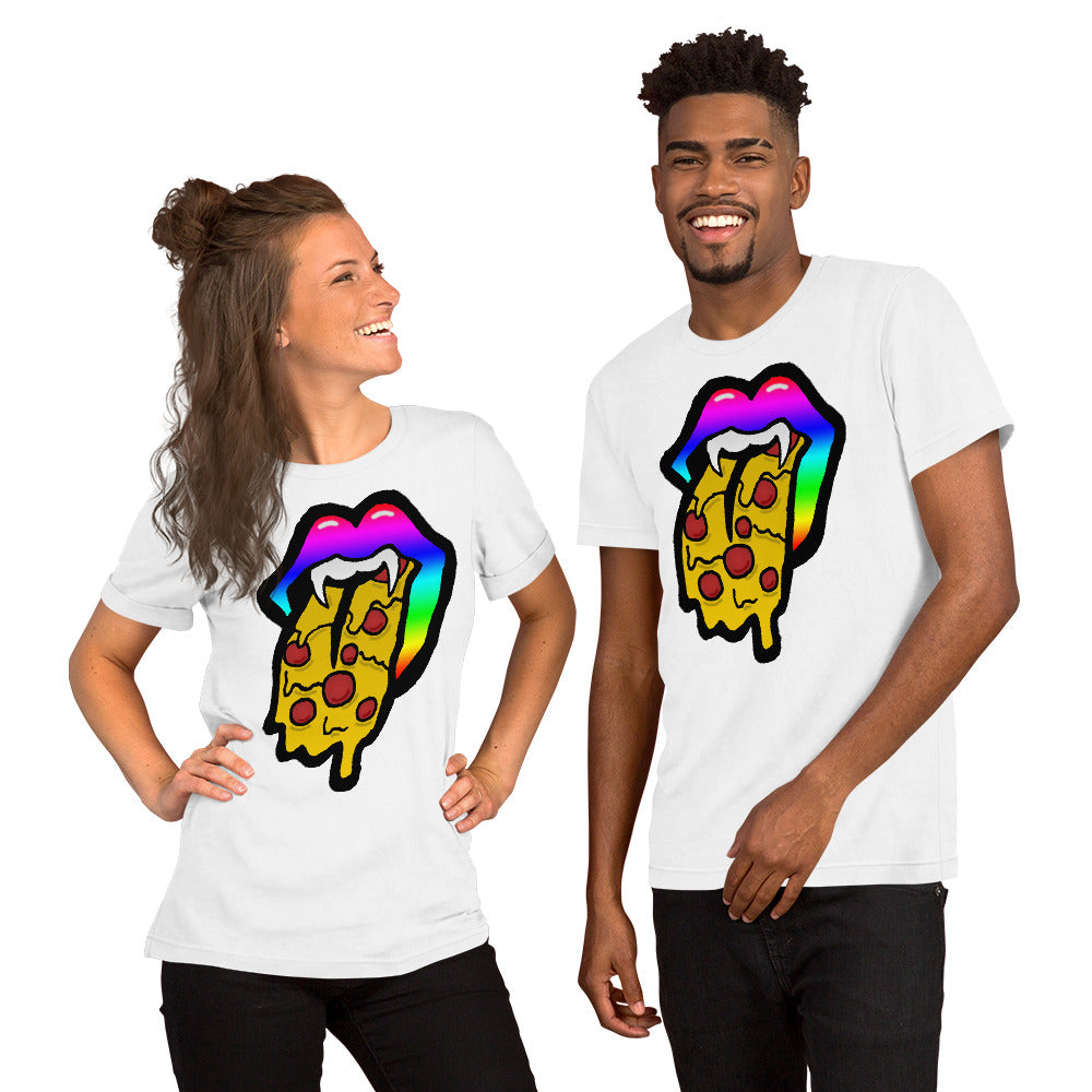 Rainbow Pizza Tongue Short-Sleeve Unisex T-Shirt