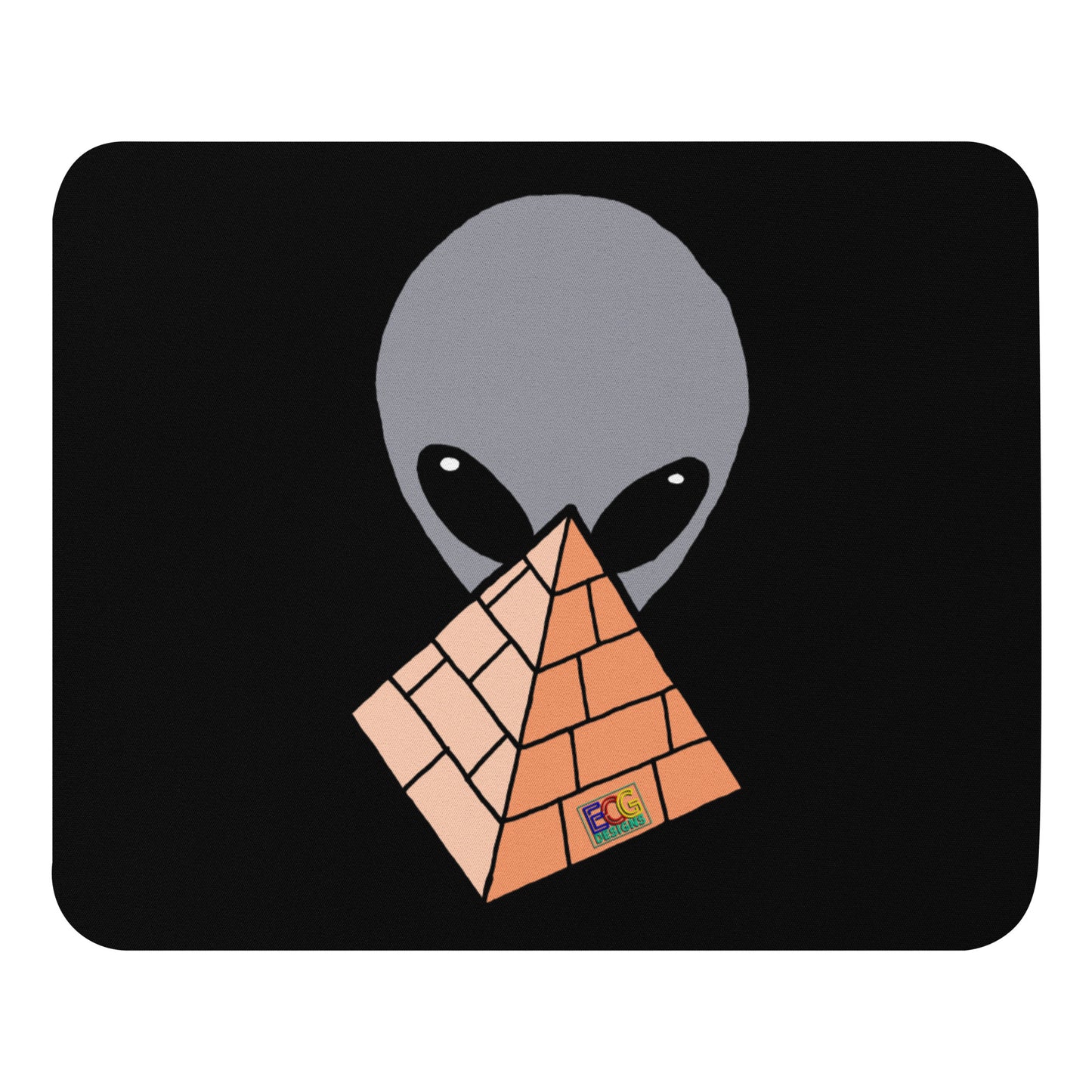 Gray Alien Pyramid Mouse pad