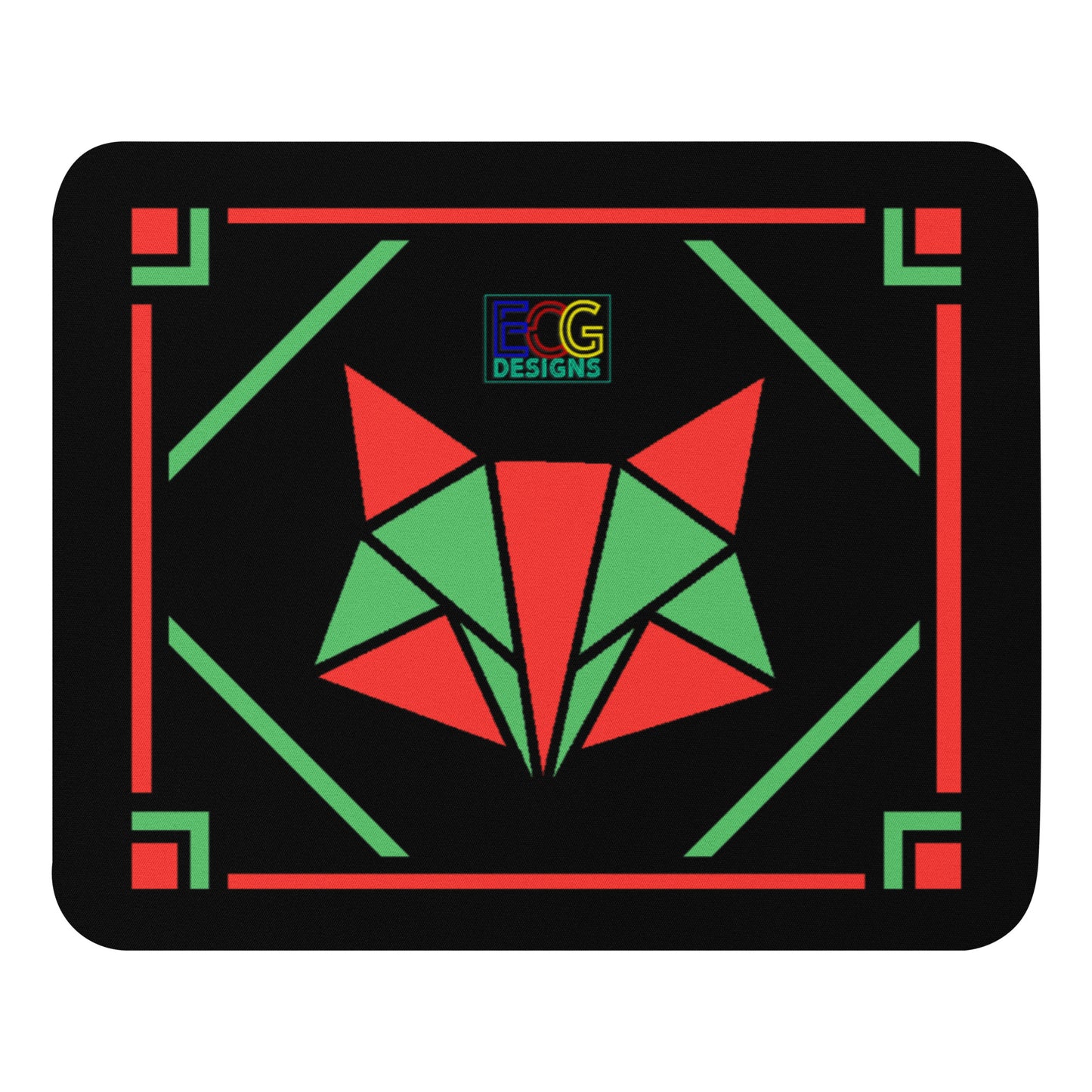 Red and Green Box Fox Mouse pad