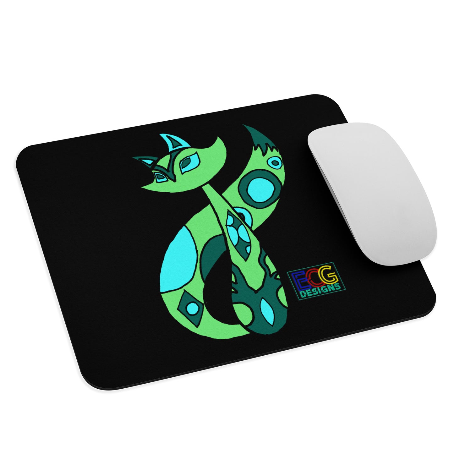 Green Cat Mouse pad