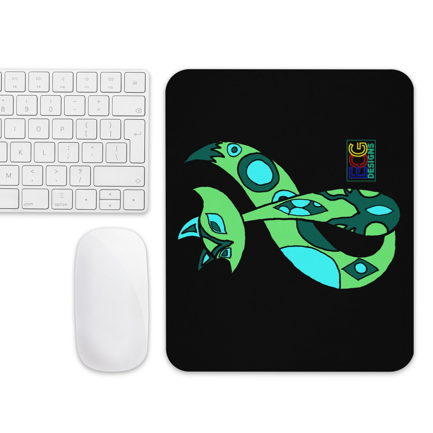 Green Cat Mouse pad