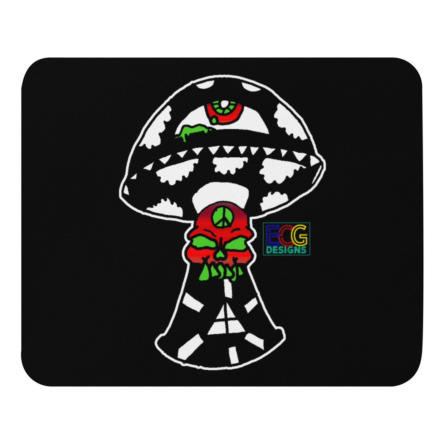 Black and White Skull Shroom Mouse pad