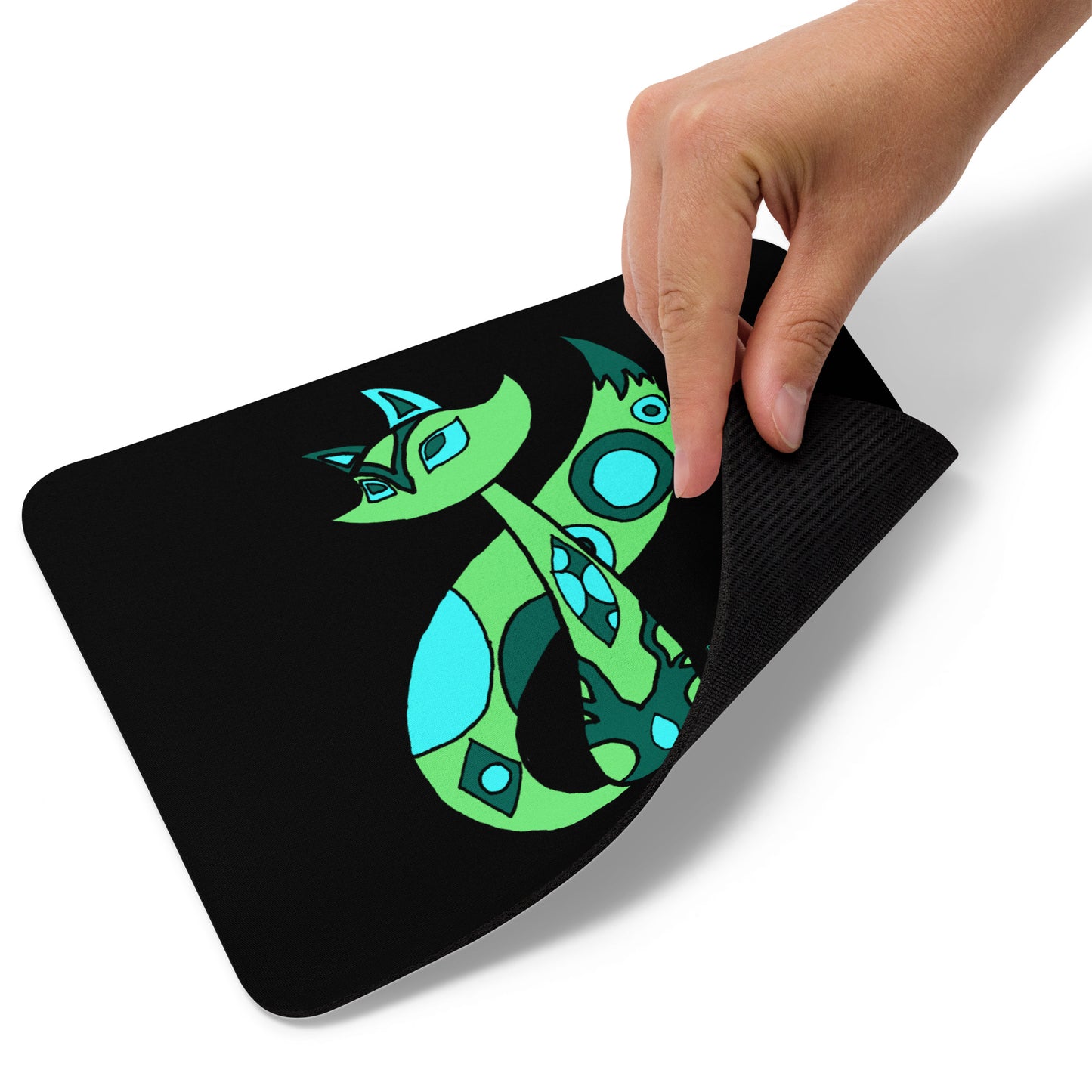 Green Cat Mouse pad