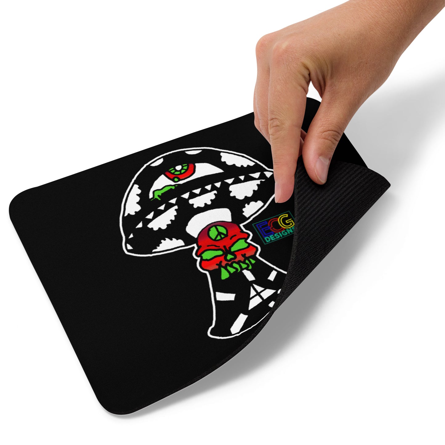 Black and White Skull Shroom Mouse pad