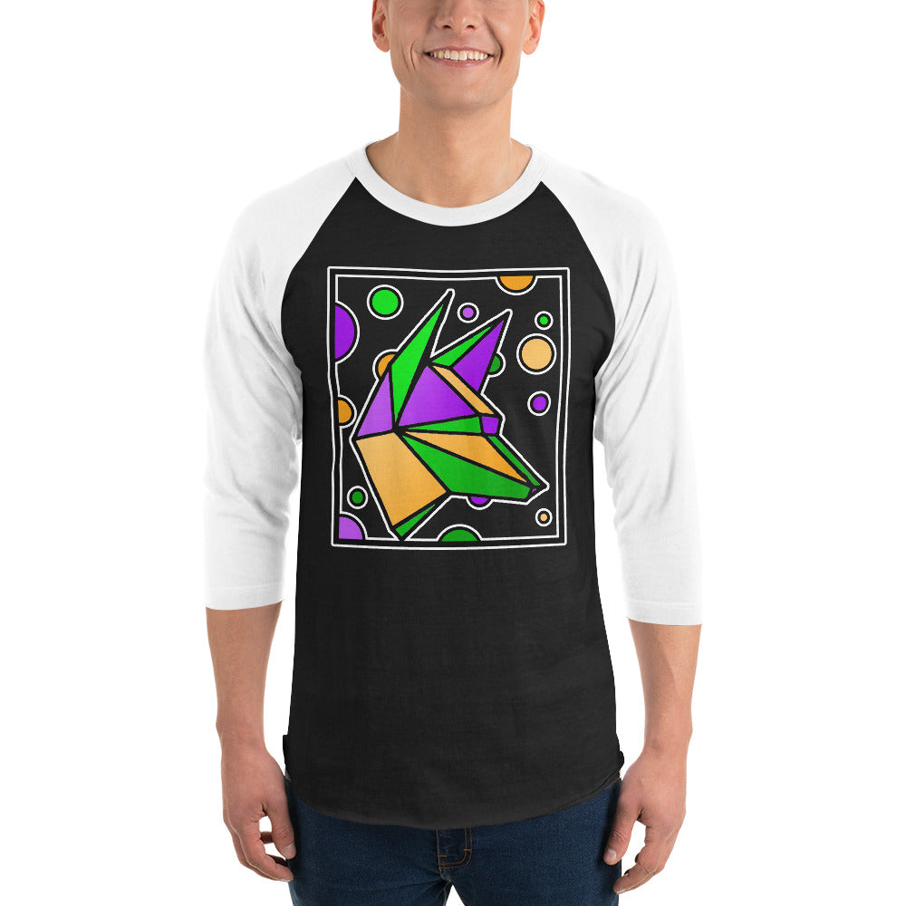 Mardi Gras Box Dog 3/4 sleeve raglan shirt