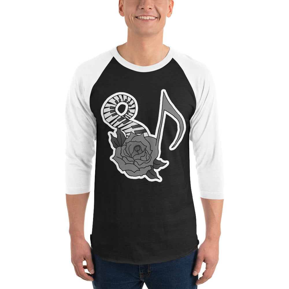 Musical Rose 3/4 sleeve raglan shirt