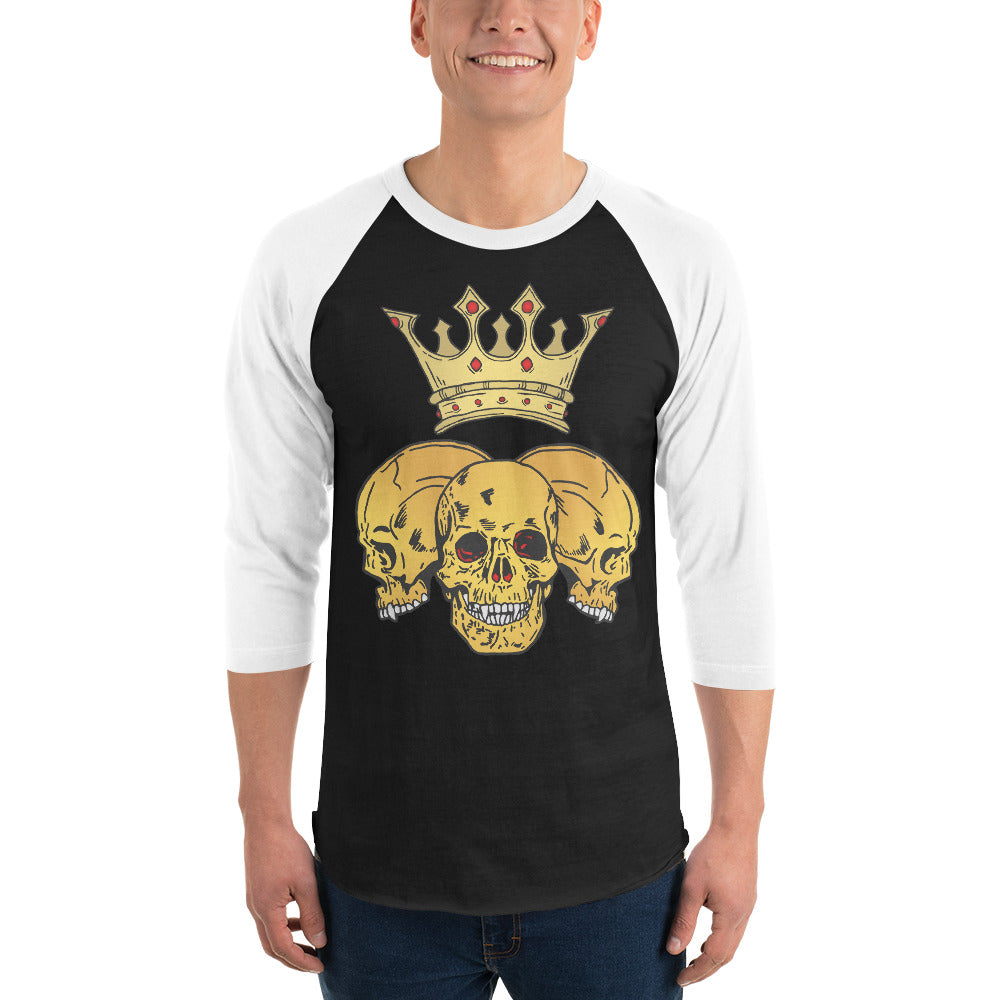 Triple Skull Crown 3/4 sleeve raglan shirt