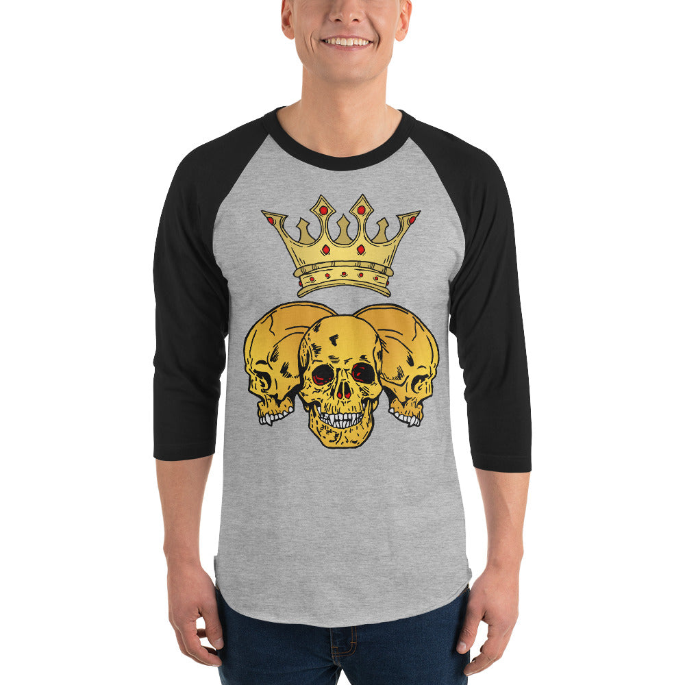 Triple Skull Crown 3/4 sleeve raglan shirt