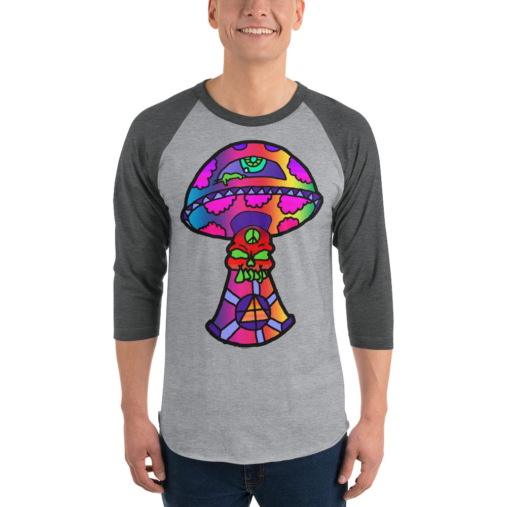 Rainbow Skull Shroom 3/4 sleeve raglan shirt